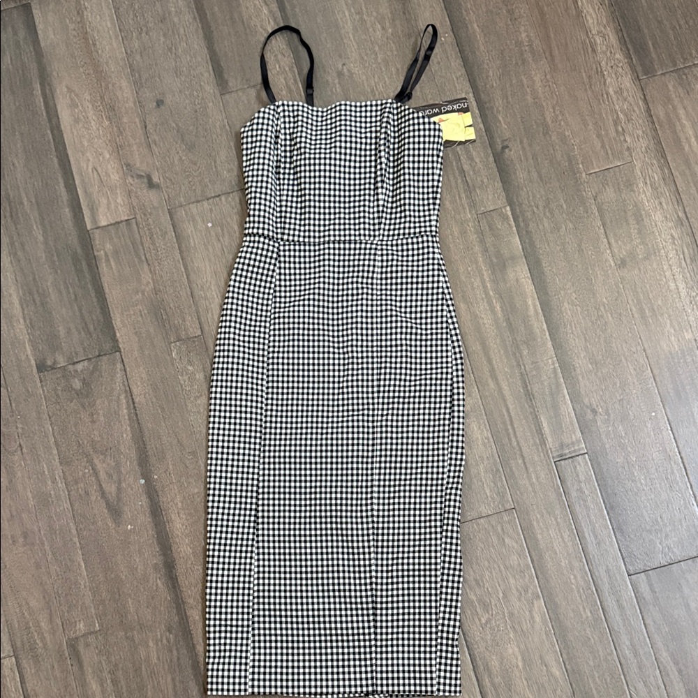 Naked Wardrobe Black and White Midi Dress